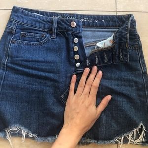 American Eagle Denim Distressed Mini Skirt